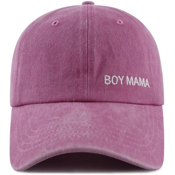 Women's Boy Mama Pink Embroidered Adjustable Buckle Closure Cotton Baseball Cap - Picture 3 of 6